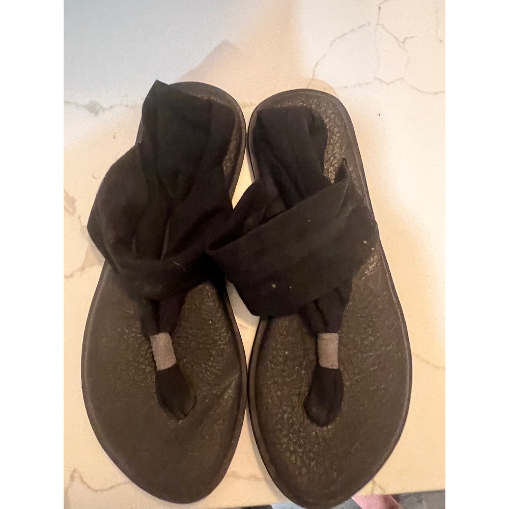 Sanuk‎ Yoga Sling 2 Black Fabric Strap Sandals Womens 8 S/N SWS1001
